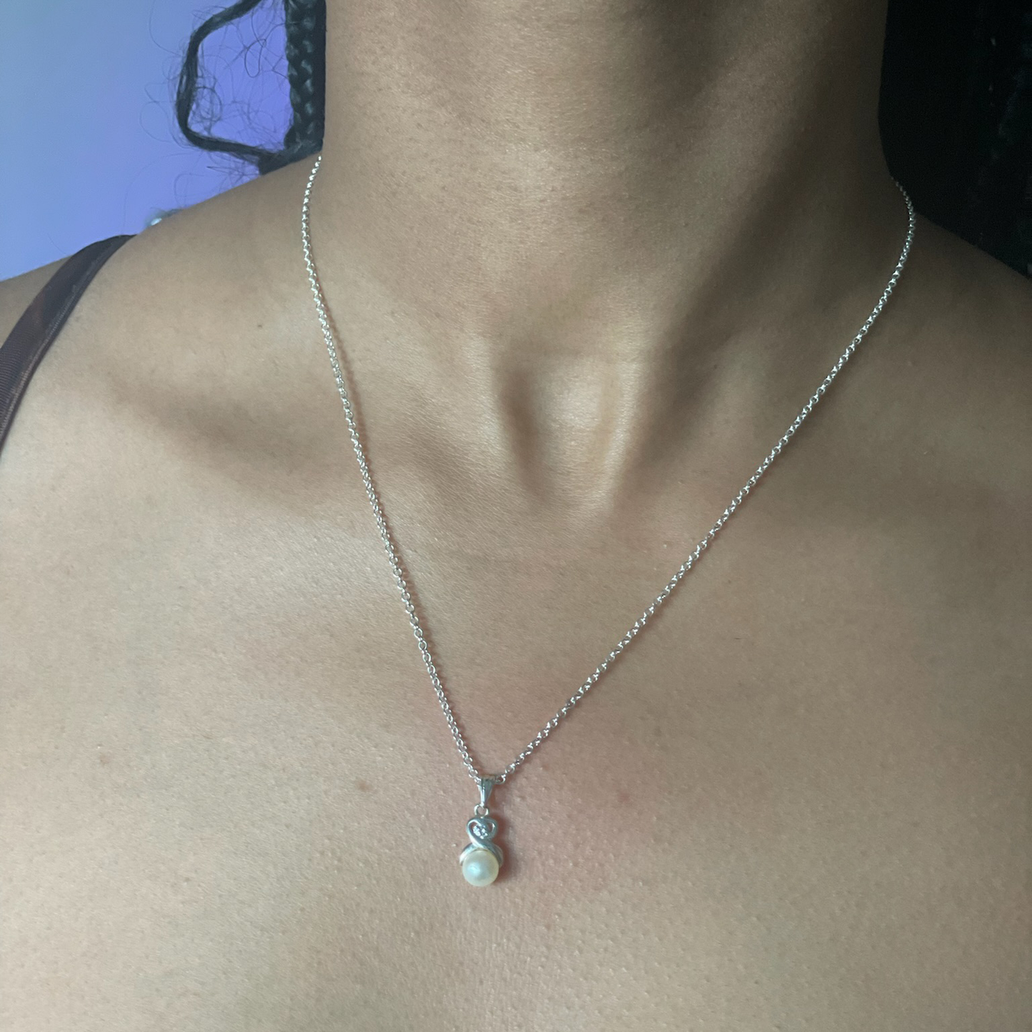 Rae's Pearl Pendant w/ White CZ